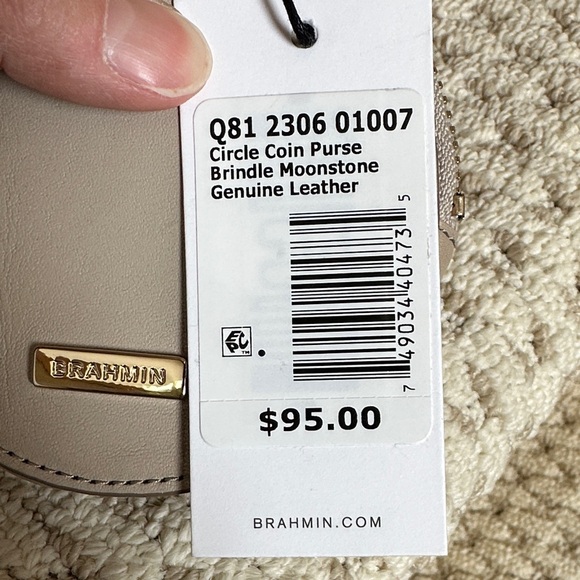 Brahmin Gray Leather Circle Coin Purse - Picture 3 of 9